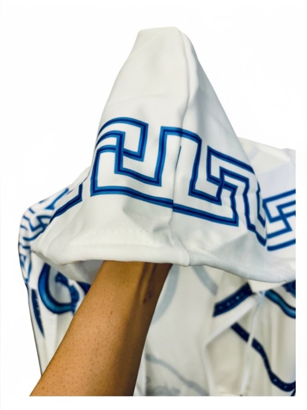 HOODIE JACKET: White w/Blue Detailing, NWOT - Picture 6 of 12